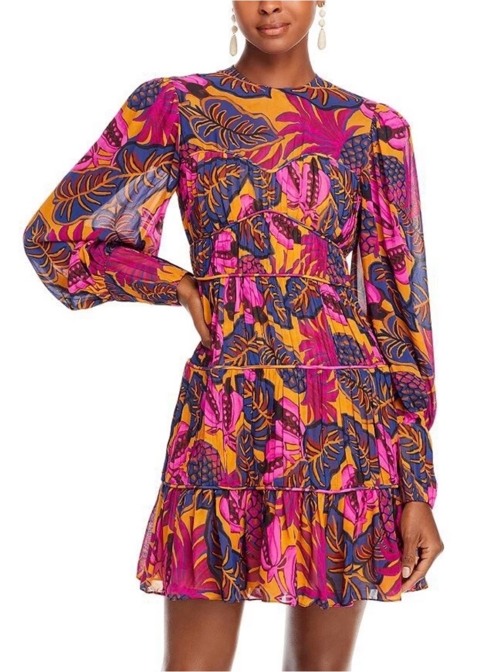 Farm Rio Fruit Dream Long-Sleeve Mini Dress Size L